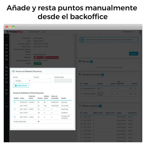 Módulo Programa Puntos de Fidelidad: Recompensas, Cupones y Bonos por Hitos para PrestaShop