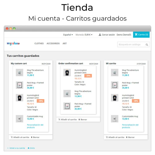 Módulo Compartir y guardar carrito - Crear carrito desde URL para PrestaShop