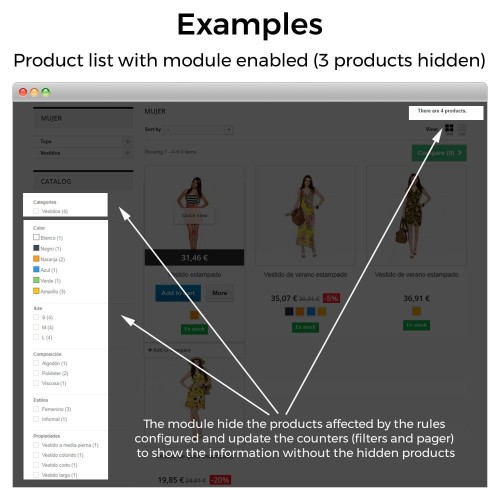 Module Hide products (stock 0, price range, countries, group) pour PrestaShop