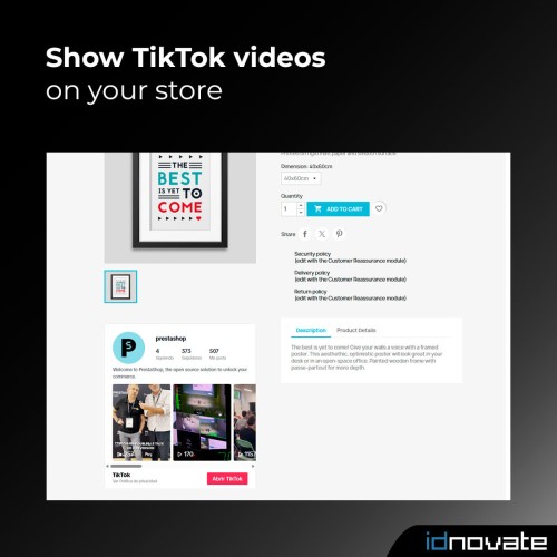 Module Affichez les vidéos TikTok sur votre boutique pour PrestaShop