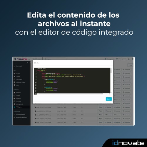Módulo Explorador FTP - Administrador de Archivos Avanzado para PrestaShop