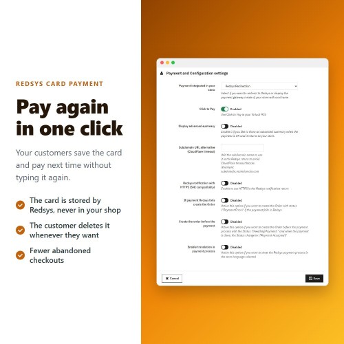 Modulo REDSYS ®* card payment (bizum ®*, clicktopay, refunds) per PrestaShop