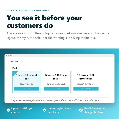 Quantity discounts as clickable buttons module for PrestaShop