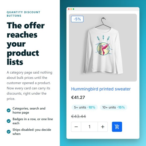 Module Remises sur quantité sous forme de boutons cliquables pour PrestaShop