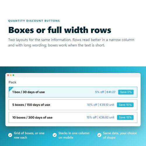 Module Remises sur quantité sous forme de boutons cliquables pour PrestaShop