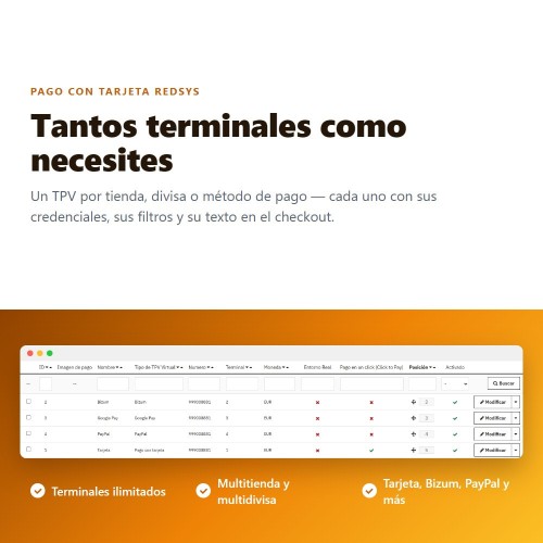 Módulo REDSYS ®* Pago tarjeta (Bizum ®*, clicktopay, devoluciones) para PrestaShop