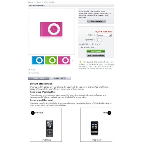 Siguiente/Anterior producto en página de producto-Modul für PrestaShop